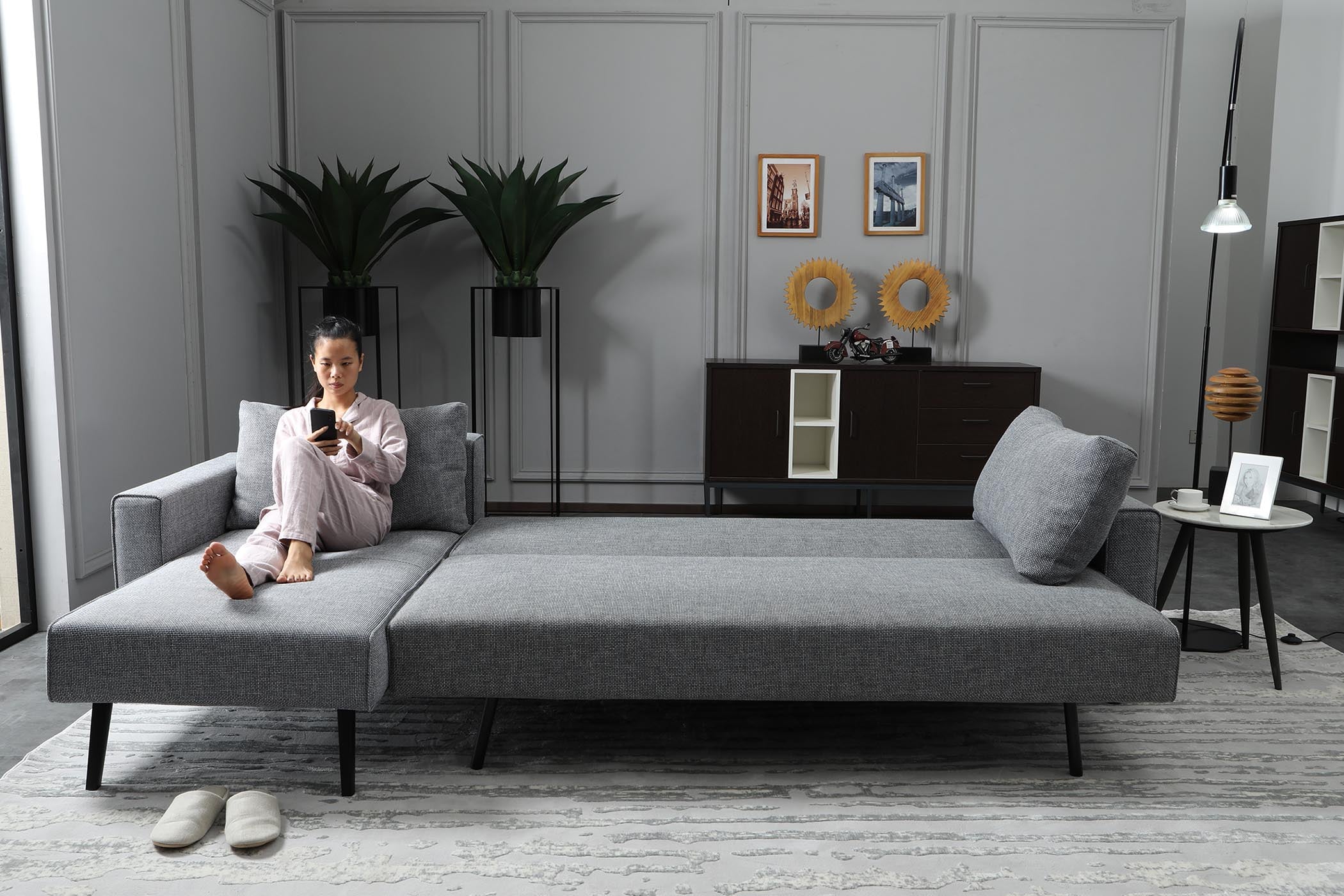 Sectional Reversible Sofa bed JH027-G+BF