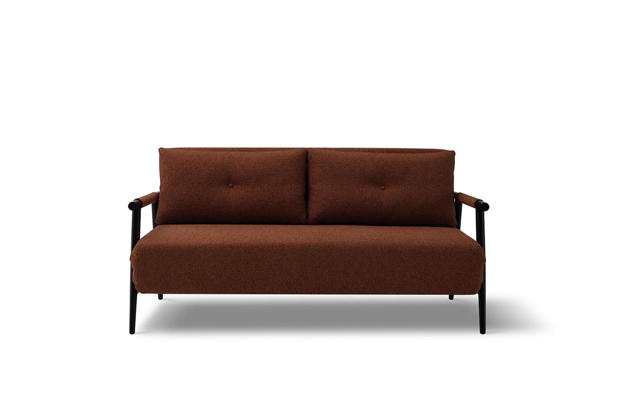 Three-seater Sofa Bed_with two cushions_Front View on White Background