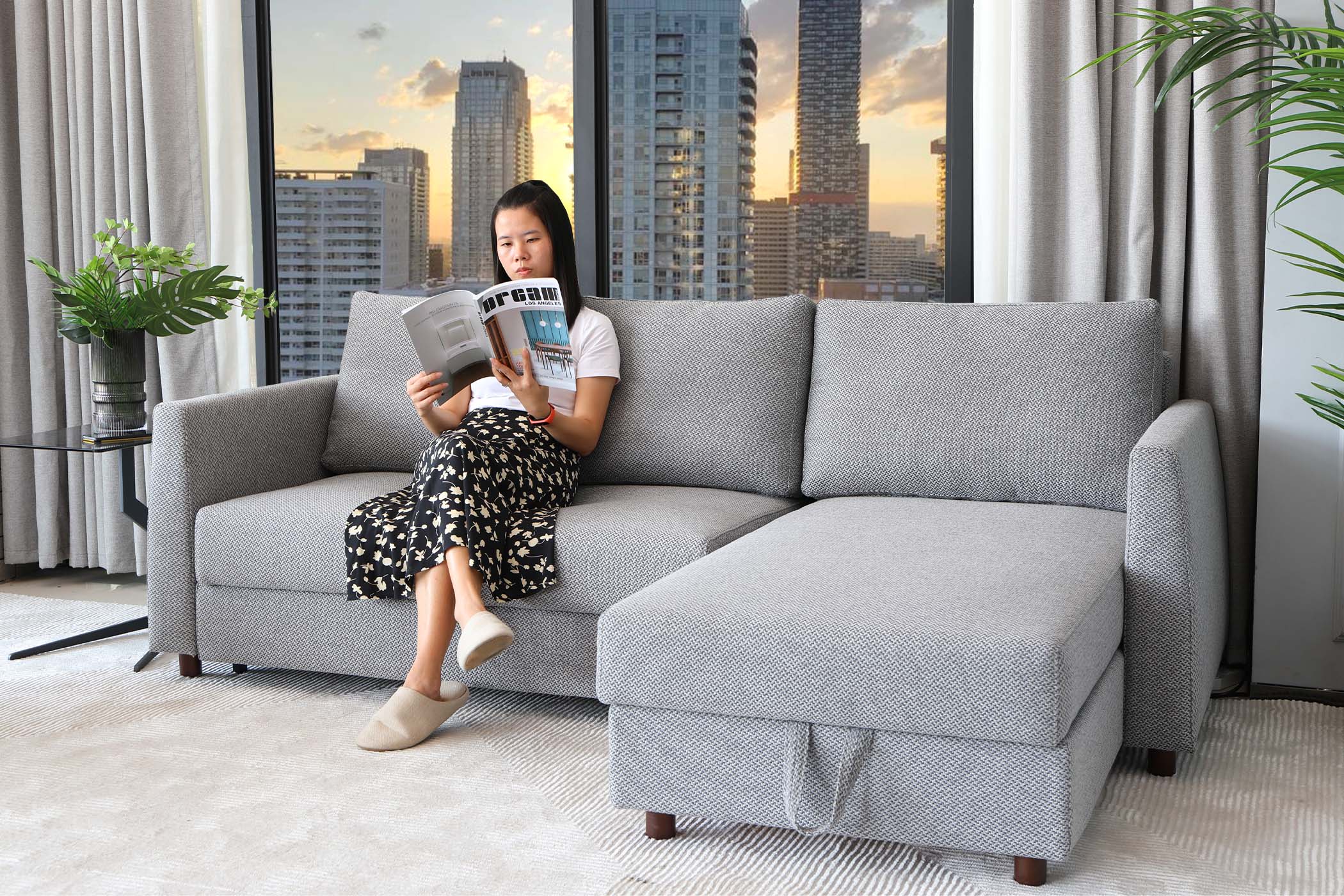 Sectional Reversible Sofa Bed DH069-G+AF