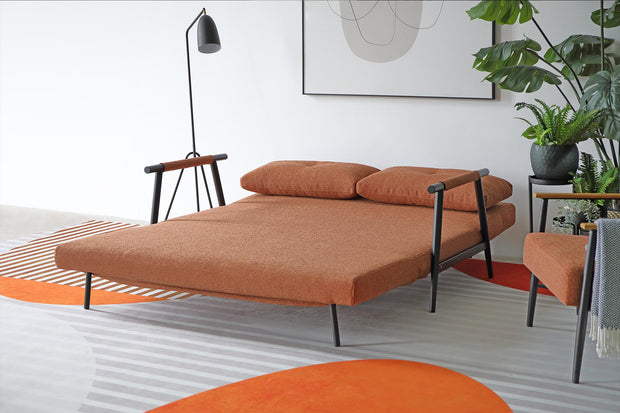 three-seater Sofa Bed converted to bed in living room