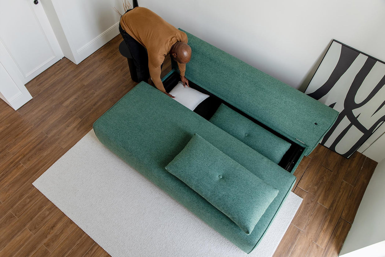 sofa bed showing storage function 