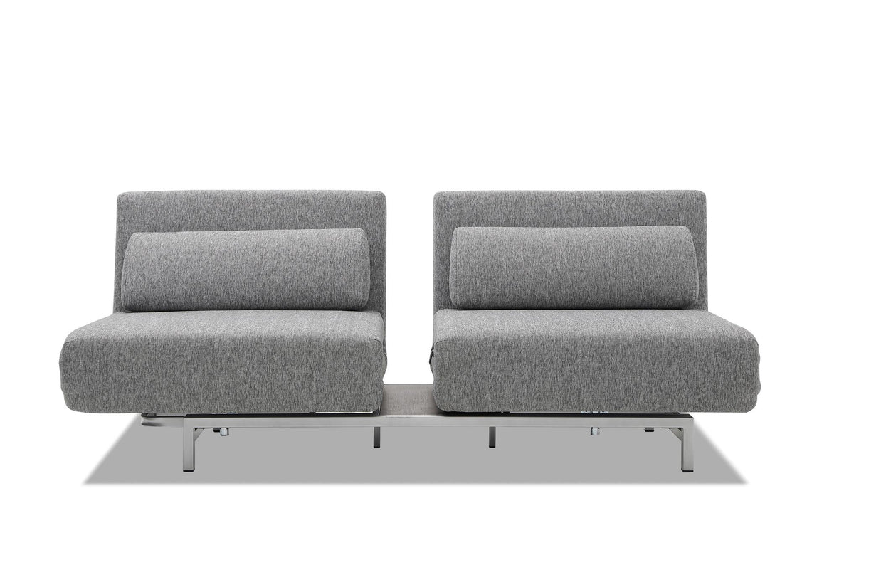sofa bed with pulling two part - front view on white background