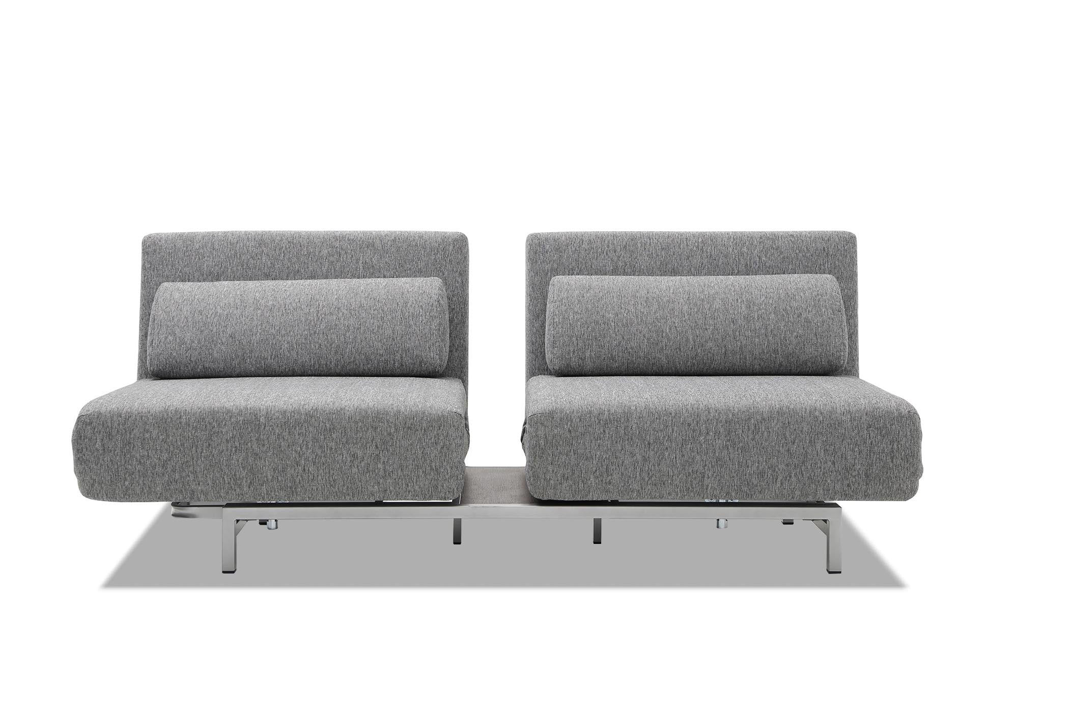sofa bed with pulling two part - front view on white background