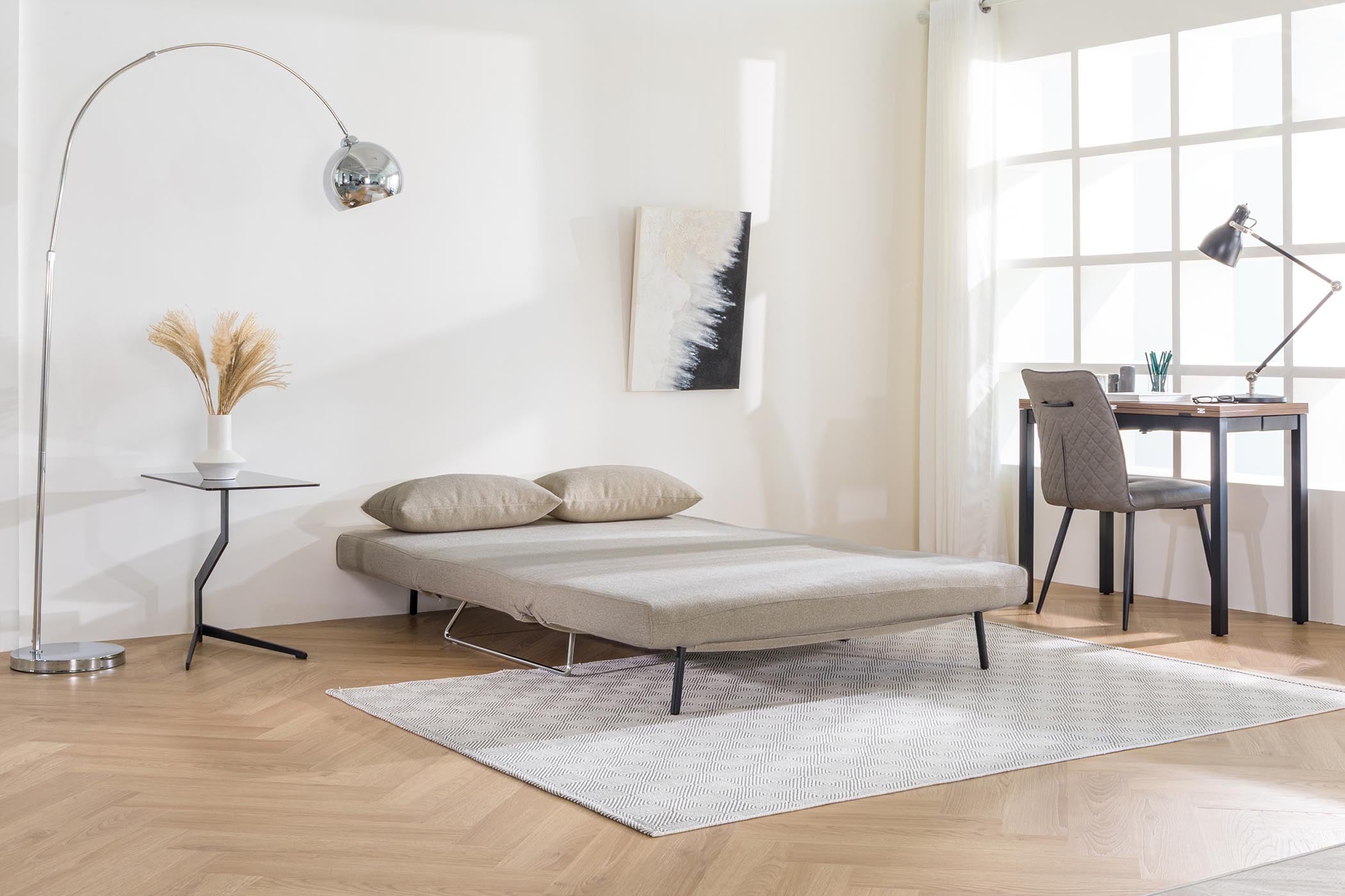 sofa bed in sofa mode on living room scene