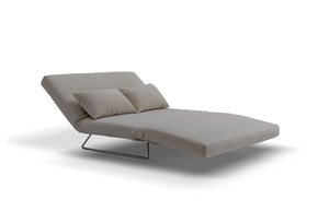 sofa bed in lounge mode- side view on white background