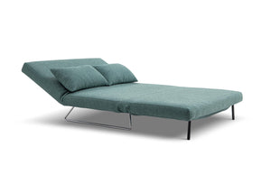 sofa bed in lounge mode- side view on white background