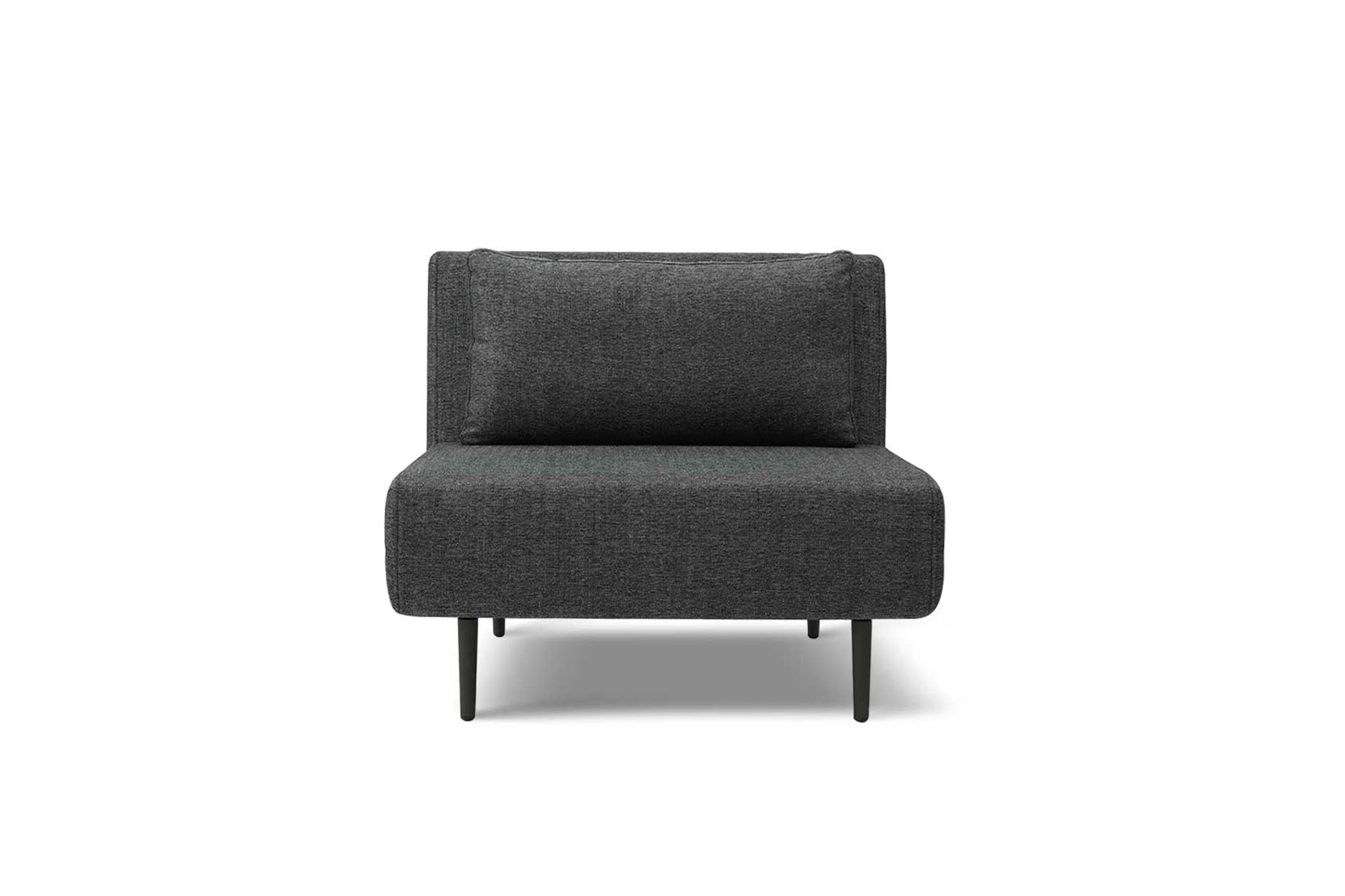 Single-seater Sofa Bed armlessness- Front View on White Background, Sleek Silhouette with Modern Aesthetic