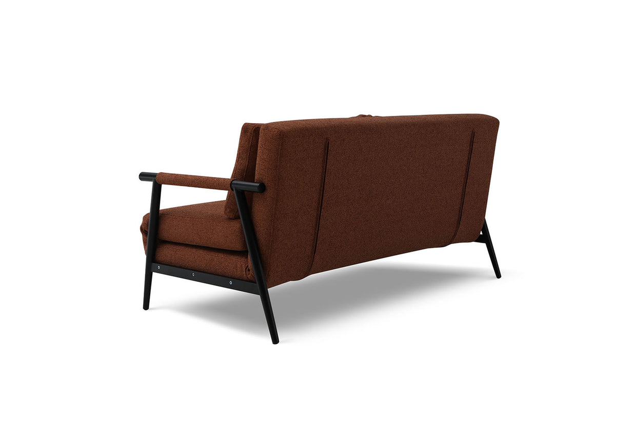 three-seater sofa bed - back view on white background