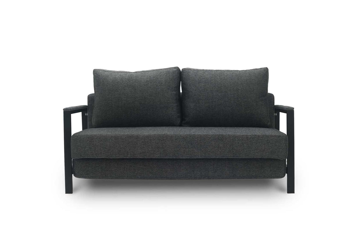 Three-seater sofa bed - front view on white background