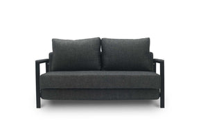 Three-seater sofa bed - front view on white background