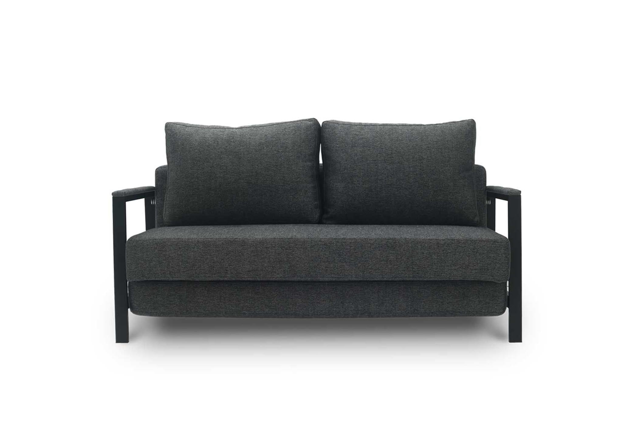 Three-seater sofa bed - front view on white background