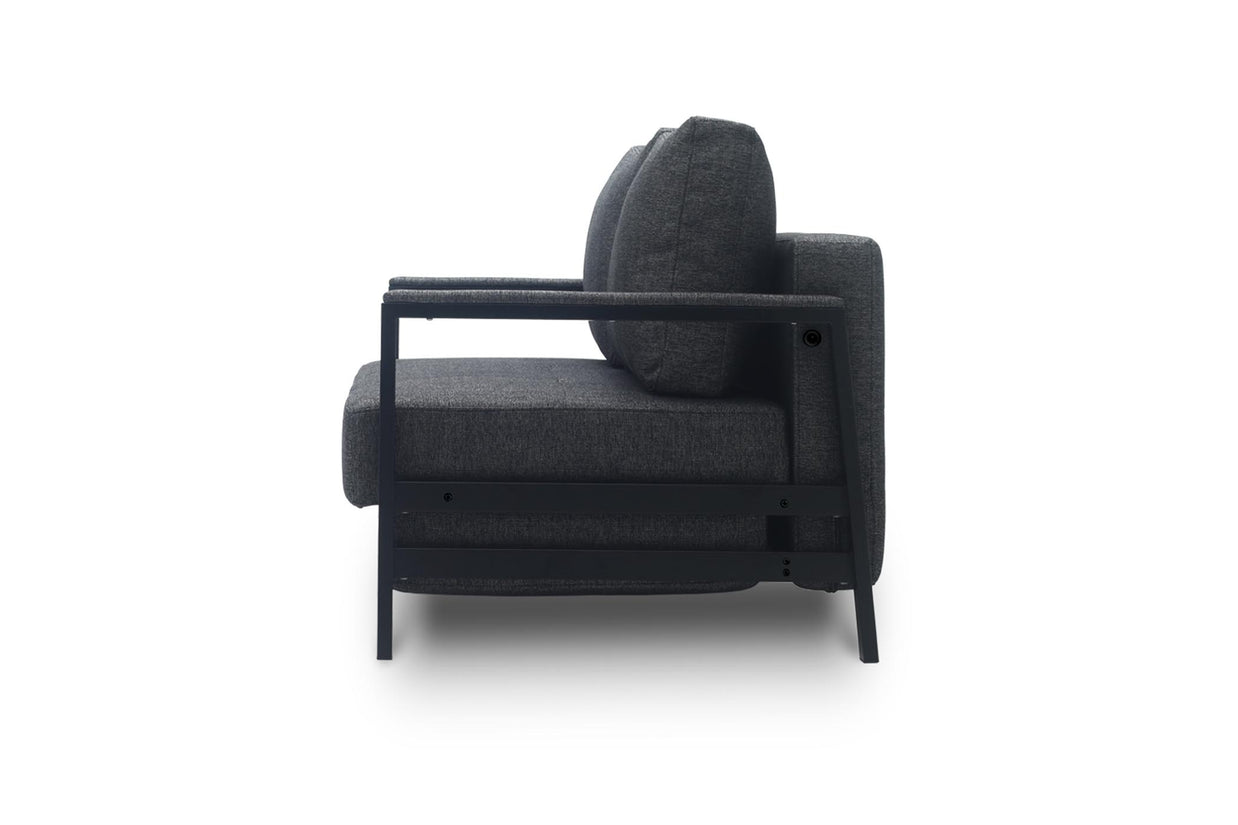 Three-seater sofa bed - side view on white background