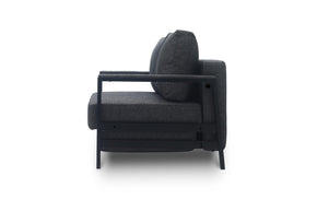 Three-seater sofa bed - side view on white background