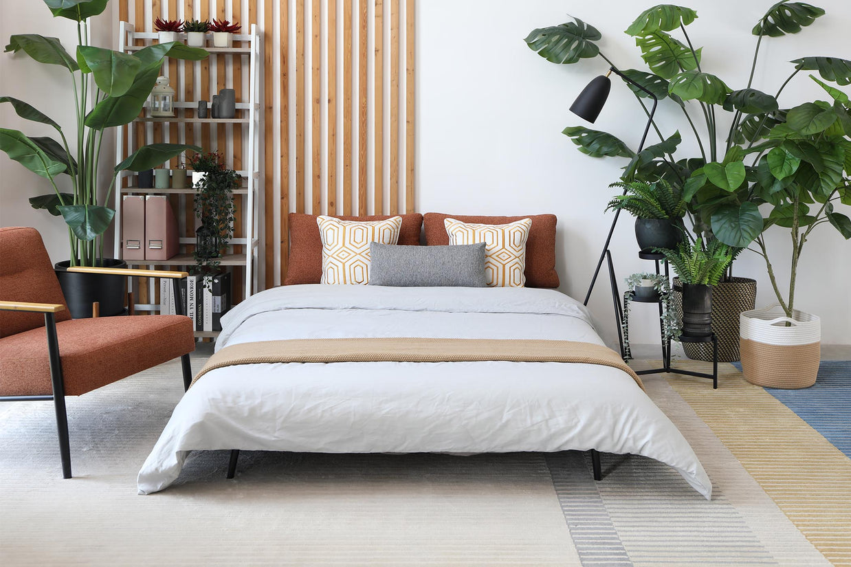 display of converting to bed in living room