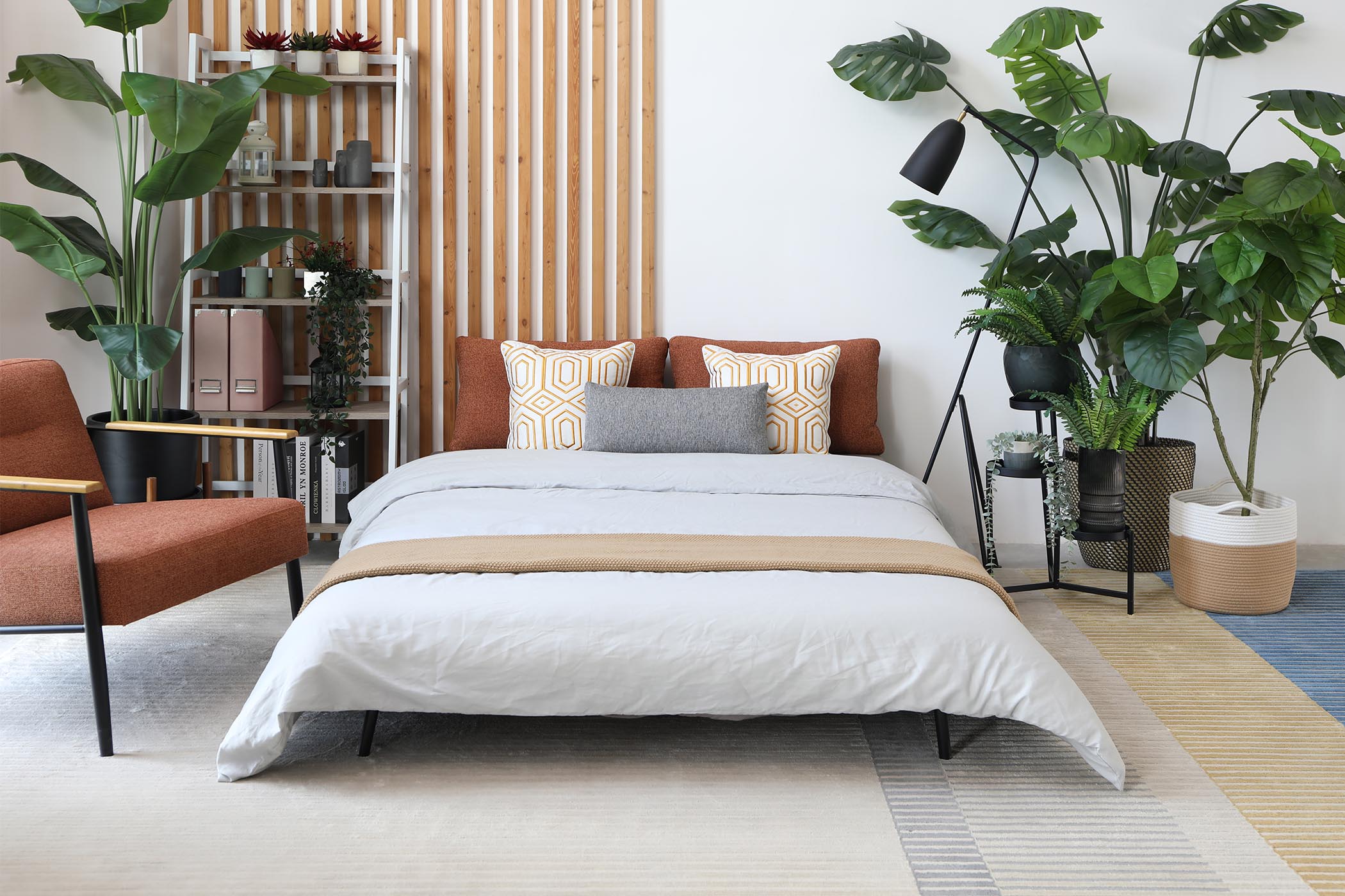 display of converting to bed in living room