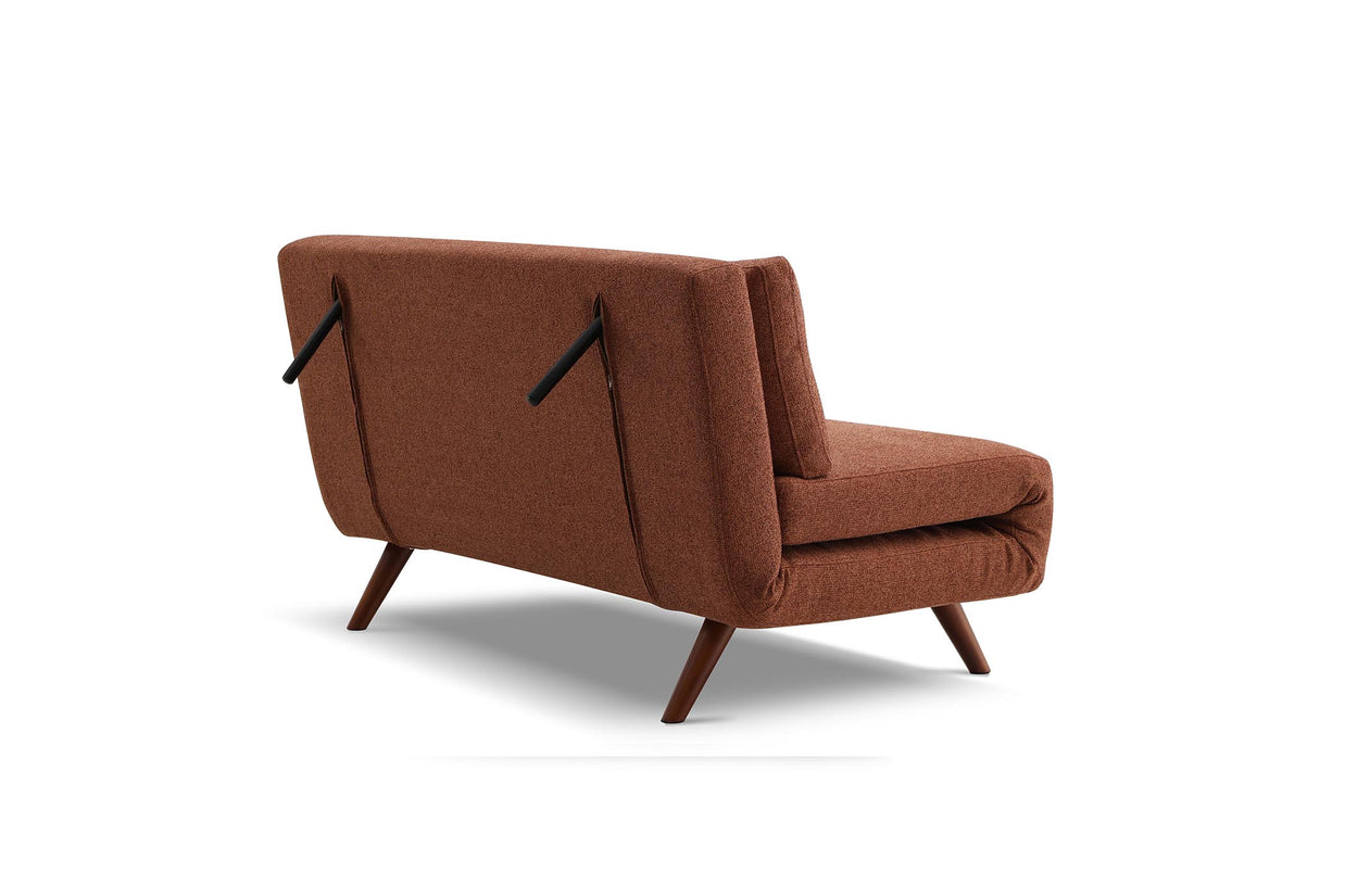 sofa bed open back concealed leg- side view on whit background